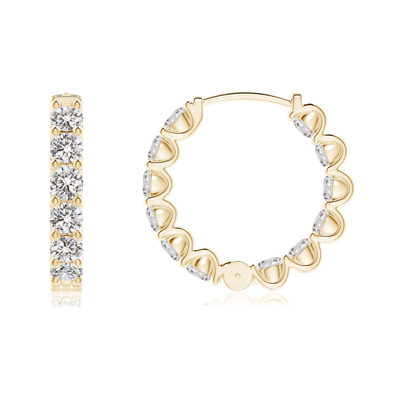 2.15mm IJI1I2 Prong-Set Diamond Inside Out Hoop Earrings in Yellow Gold 2.15mm IJI1I2 Prong-Set Diamond Inside Out Hoop Earrings in Yellow Gold