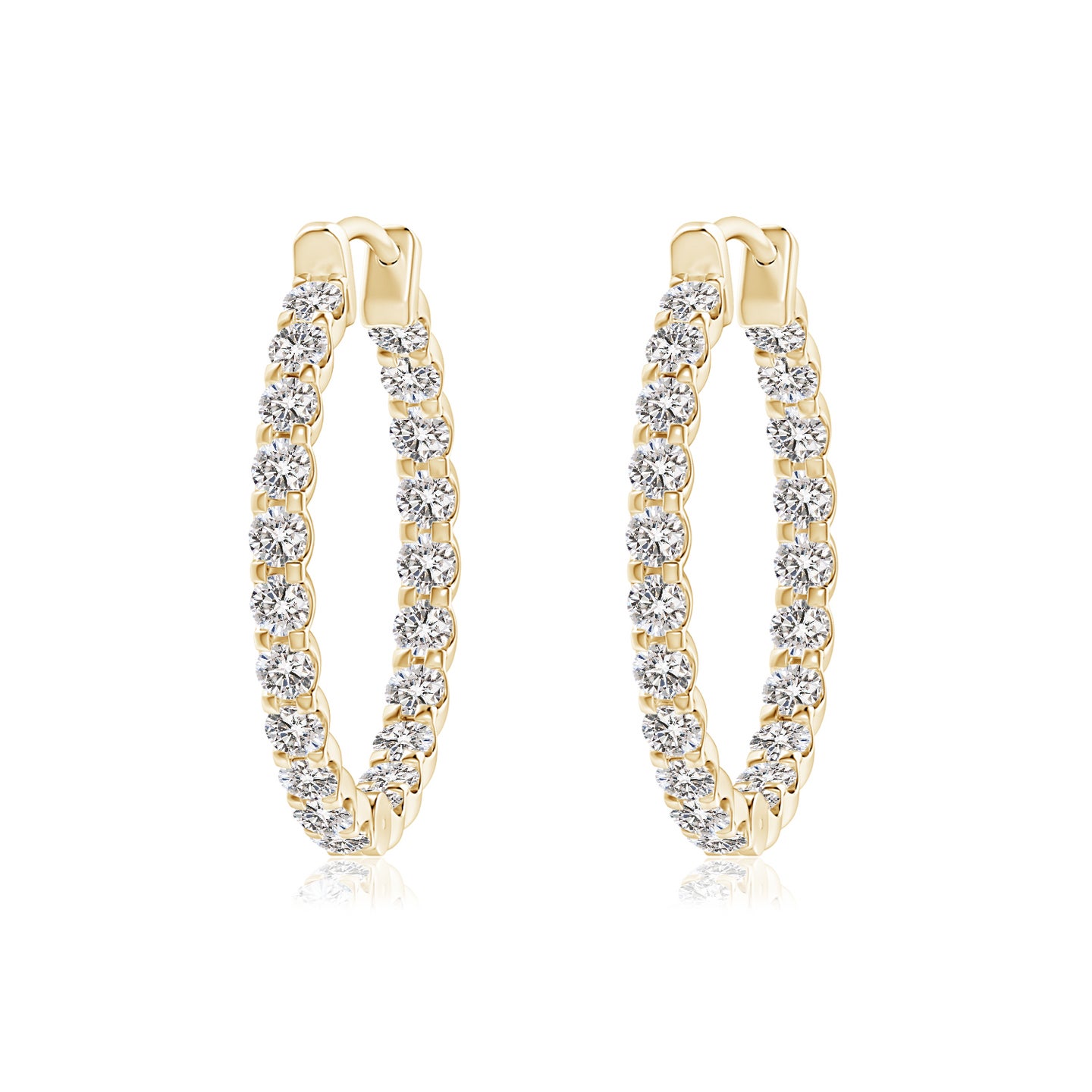 Prong-Set Round Diamond Inside Out Hoop Earrings Prong-Set Round Diamond Inside Out Hoop Earrings