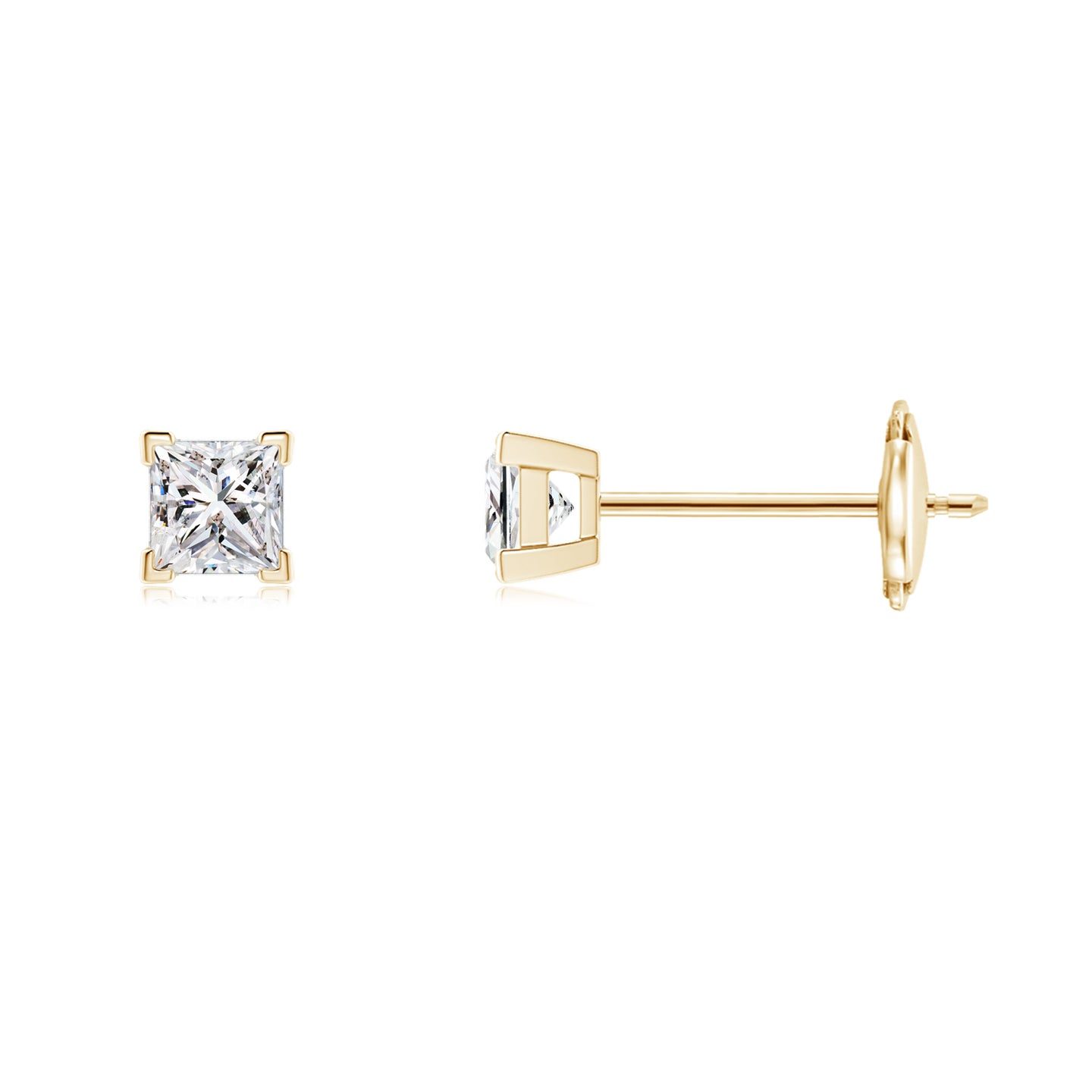 solitaire diamond 14k princess cut diamond earrings