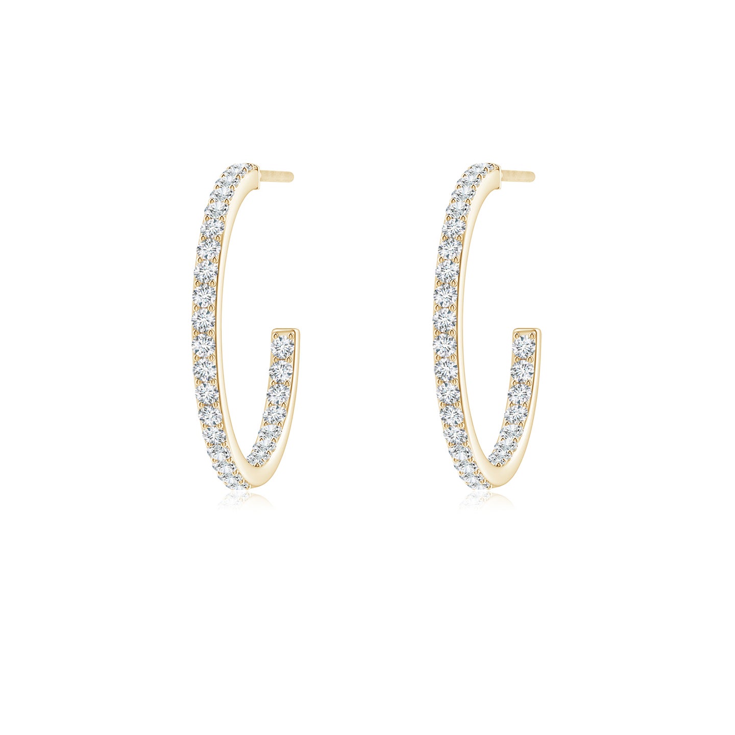 1.35mm GVS2 Inside-Out Single Line Diamond Hoop Earrings in Yellow Gold