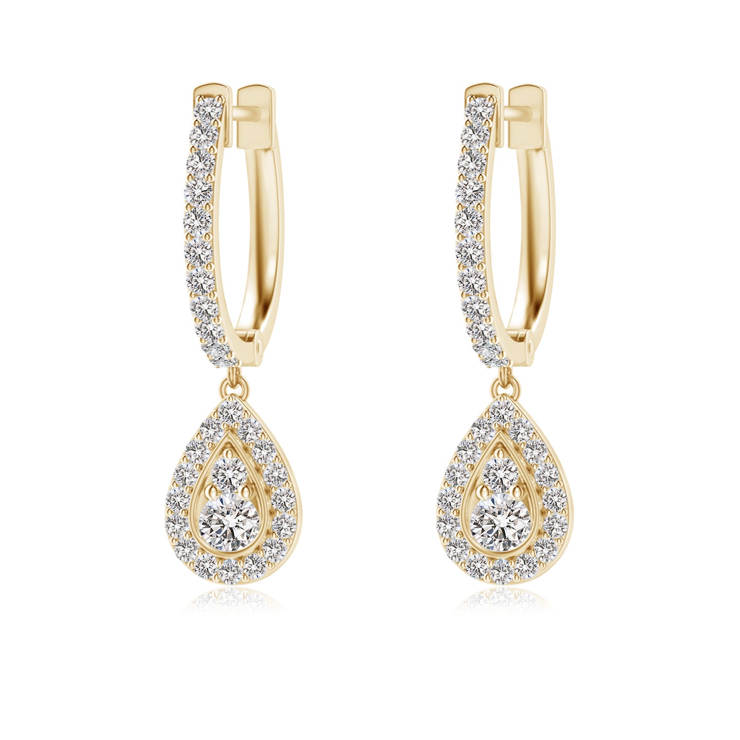 2.2mm IJI1I2 Diamond Teardrop Hoop Earrings in Yellow Gold 2.2mm IJI1I2 Diamond Teardrop Hoop Earrings in Yellow Gold
