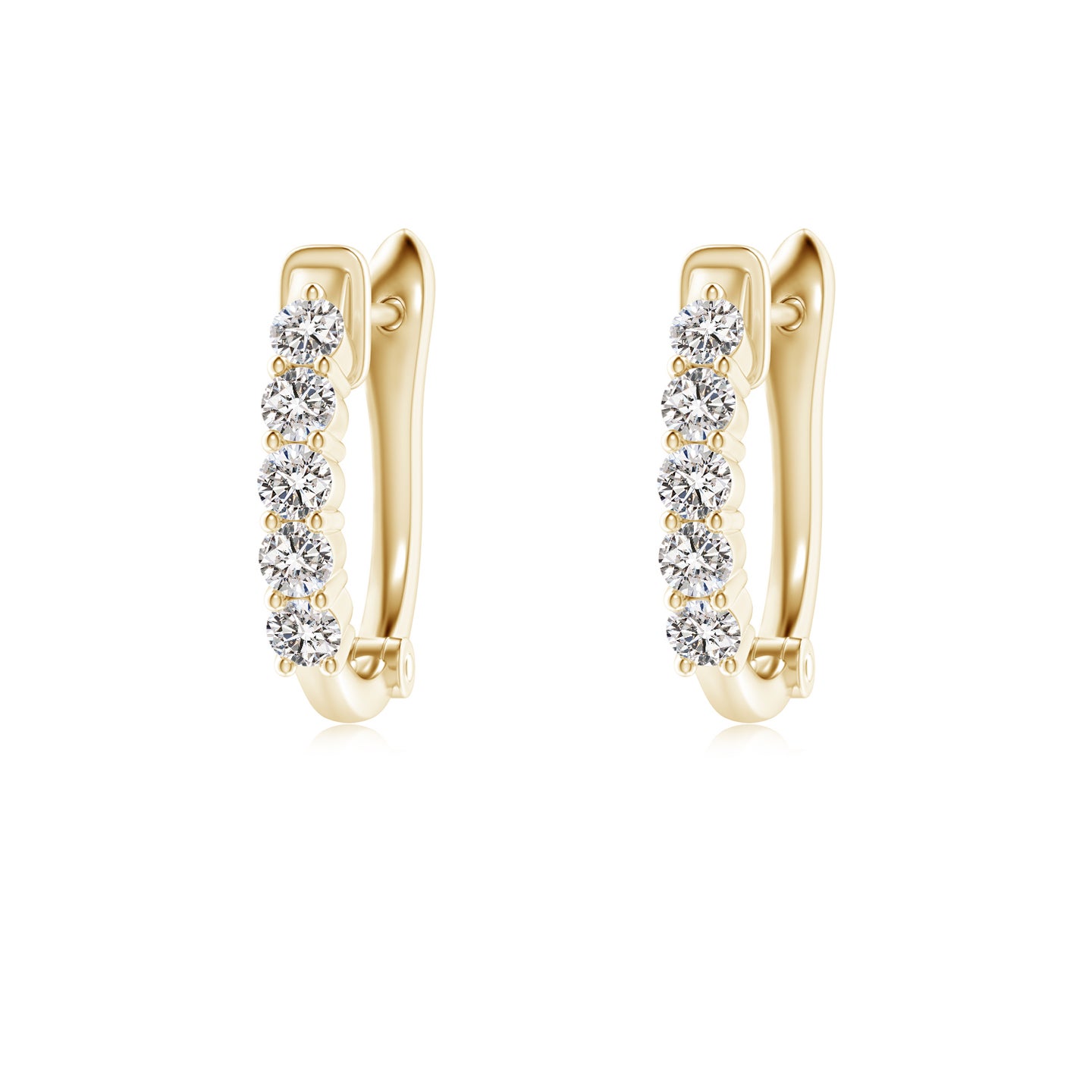1.8mm IJI1I2 Classic Diamond Hinged Hoop Earrings in Yellow Gold