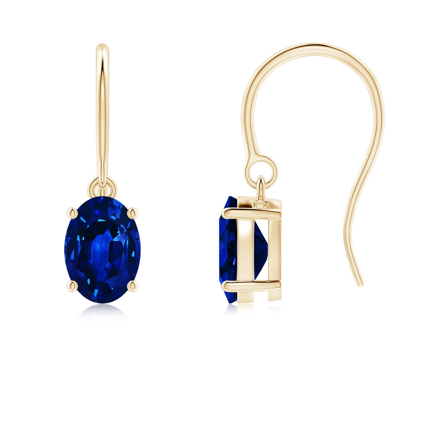 Oval Blue Sapphire Solitaire Drop Earrings