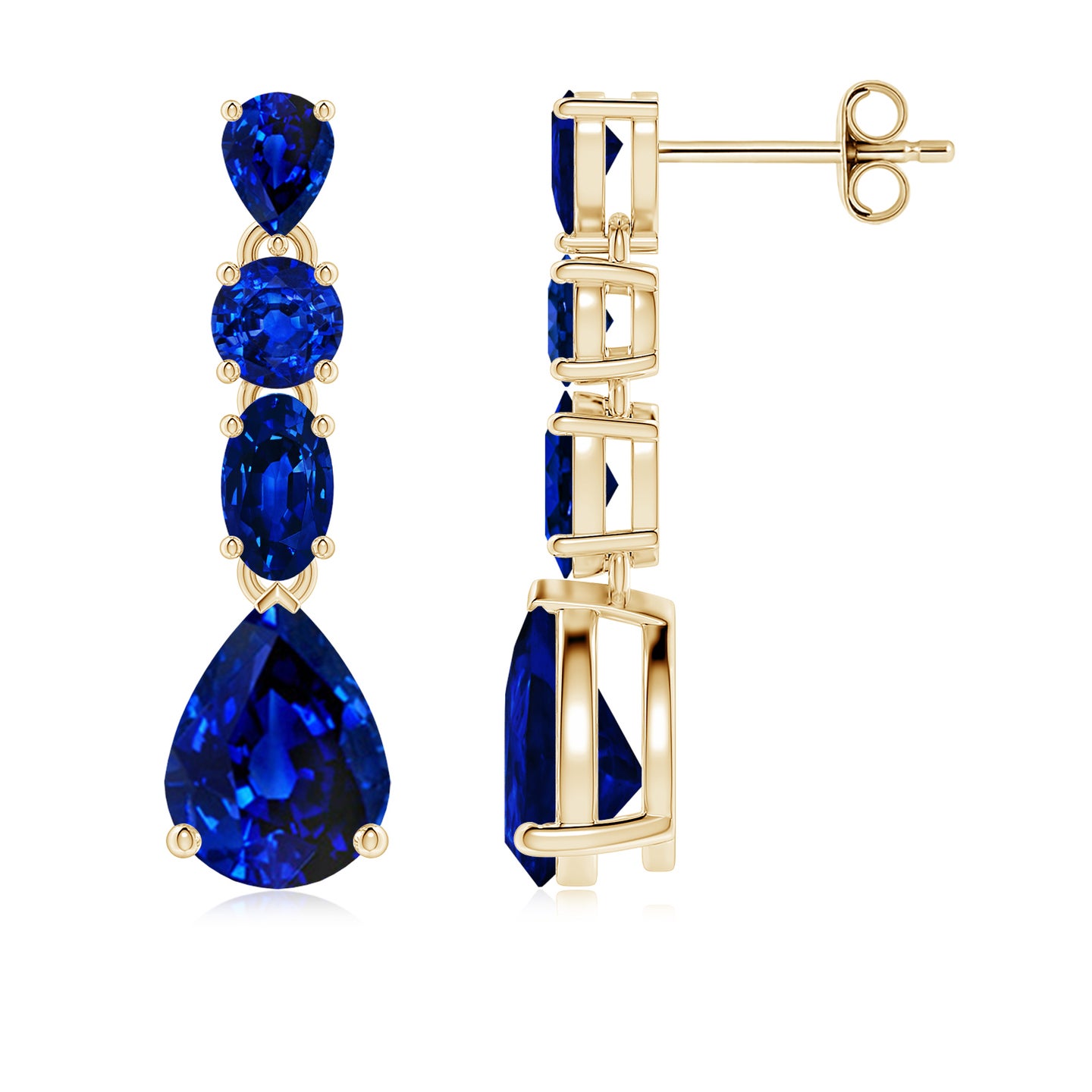 Multi-Shape Lab-Grown Blue Sapphire Dangle Earrings
