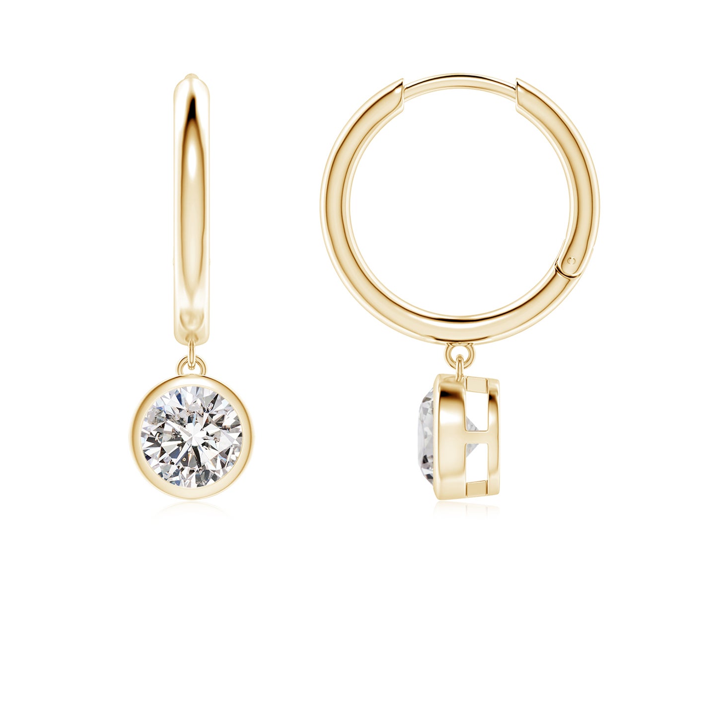 Round Diamond Hoop Drop Earrings
