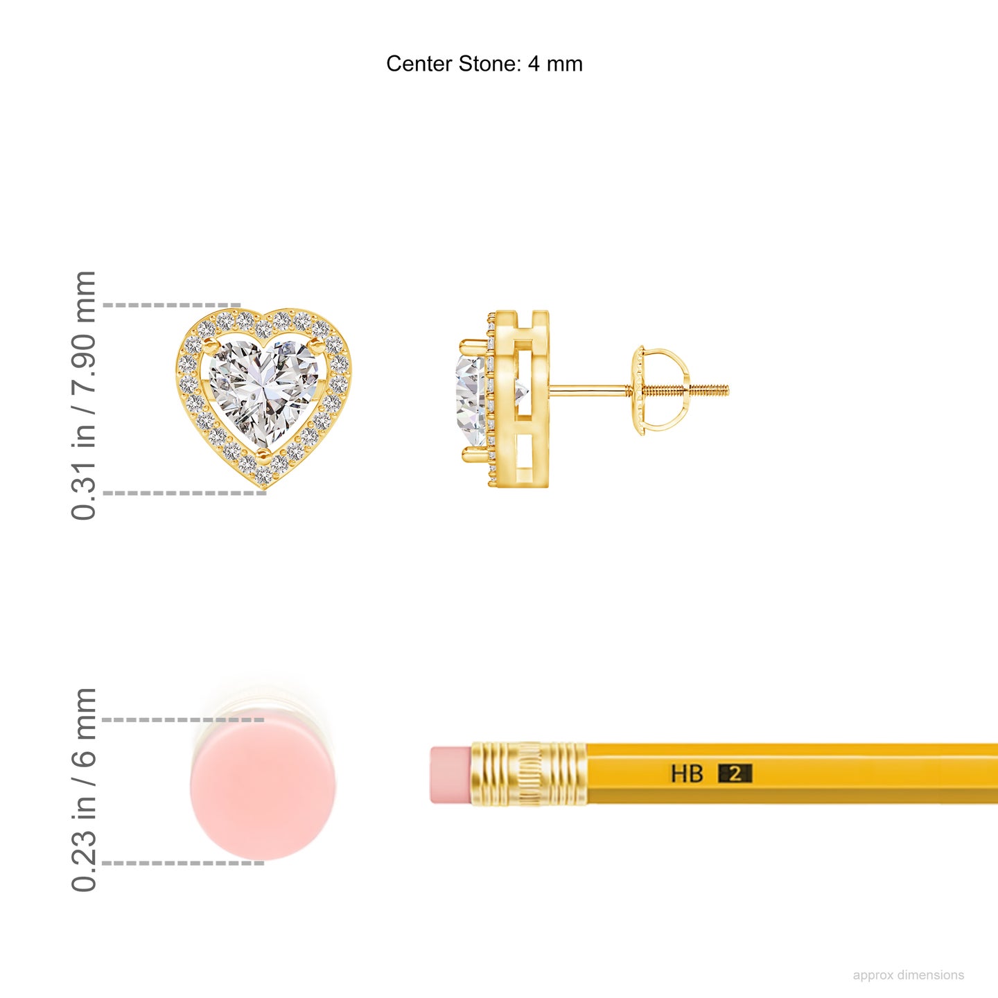 Natural Diamond Heart Solitaire with Halo Earrings