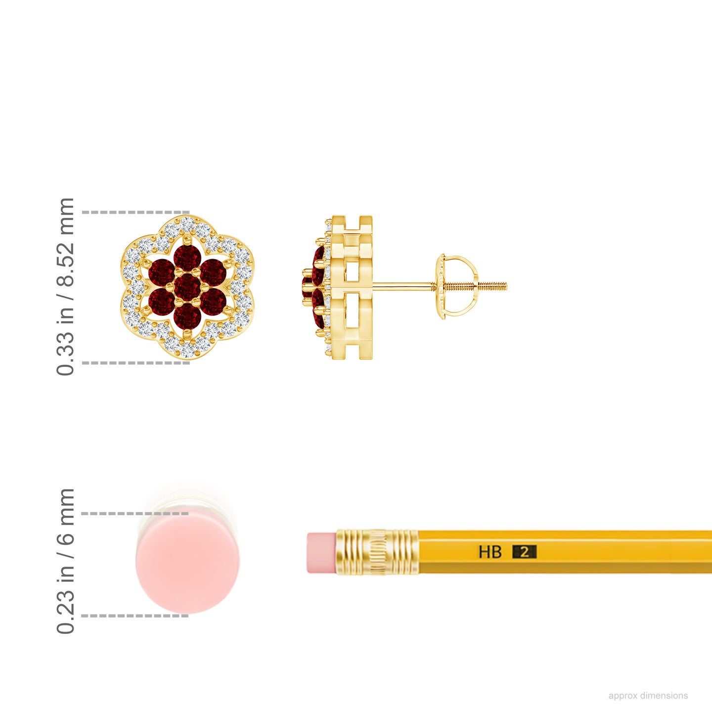 Floral Natural Ruby with Natural Diamond Earrings