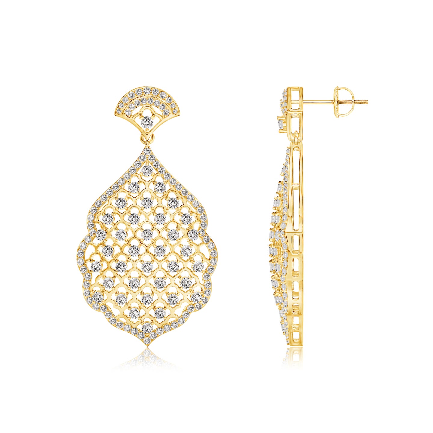 Rosette Filigree Natural Diamond Earrings