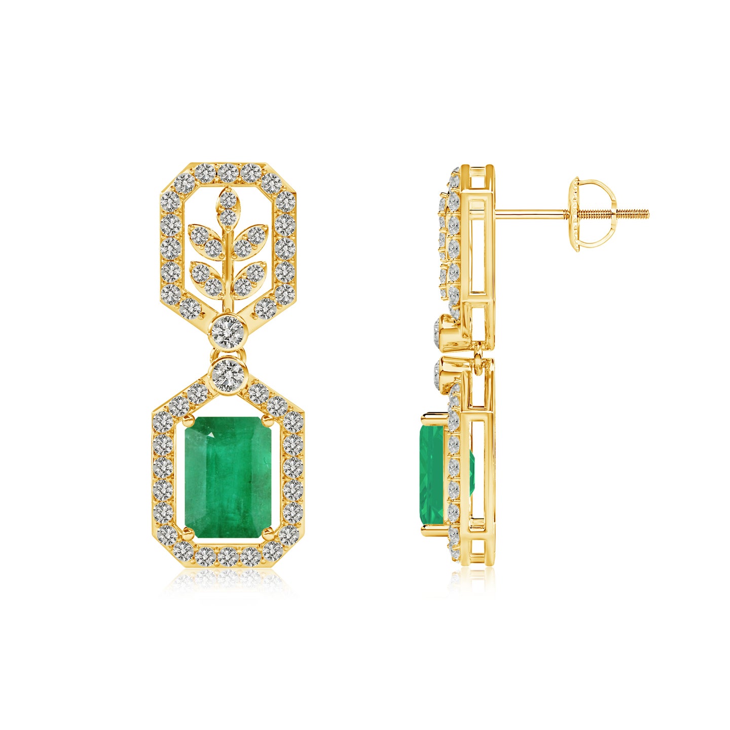 Crown Radiance Natural Emerald and Diamond Earrings