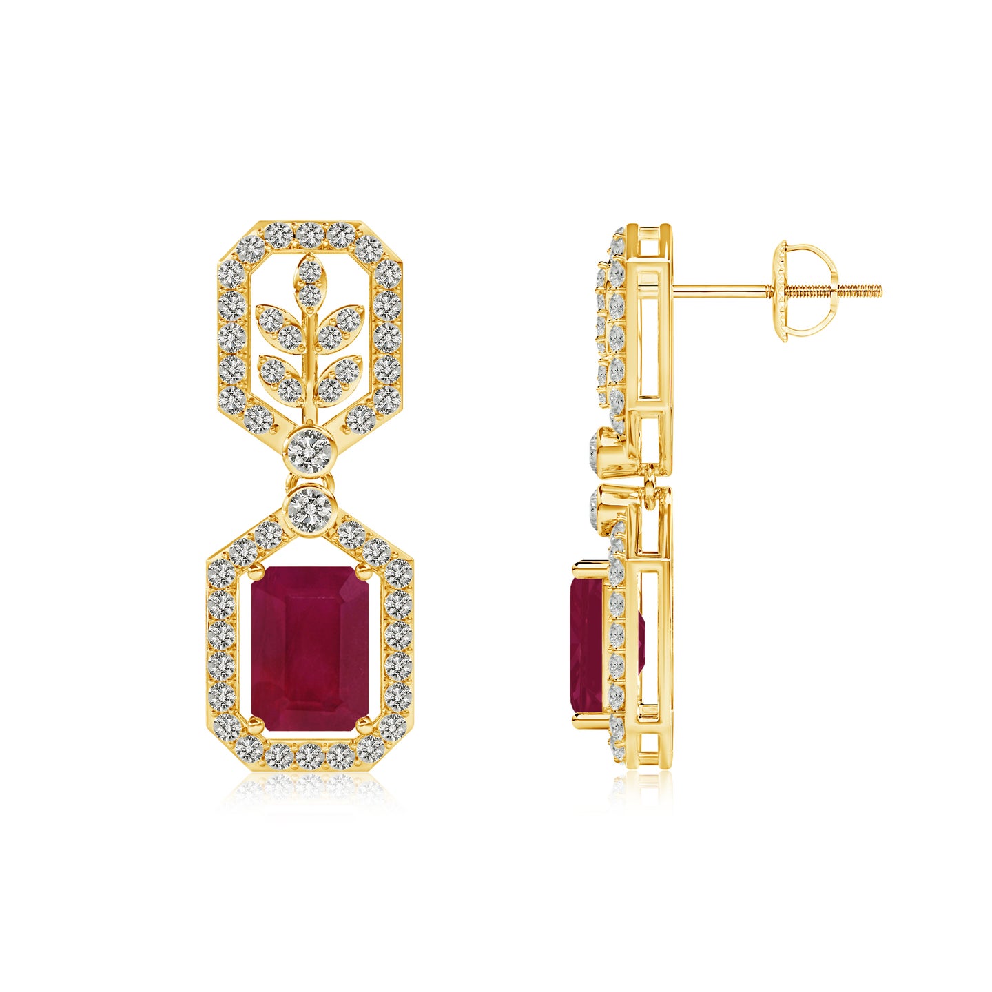 Crown Radiance Natural Ruby and Diamond Earrings
