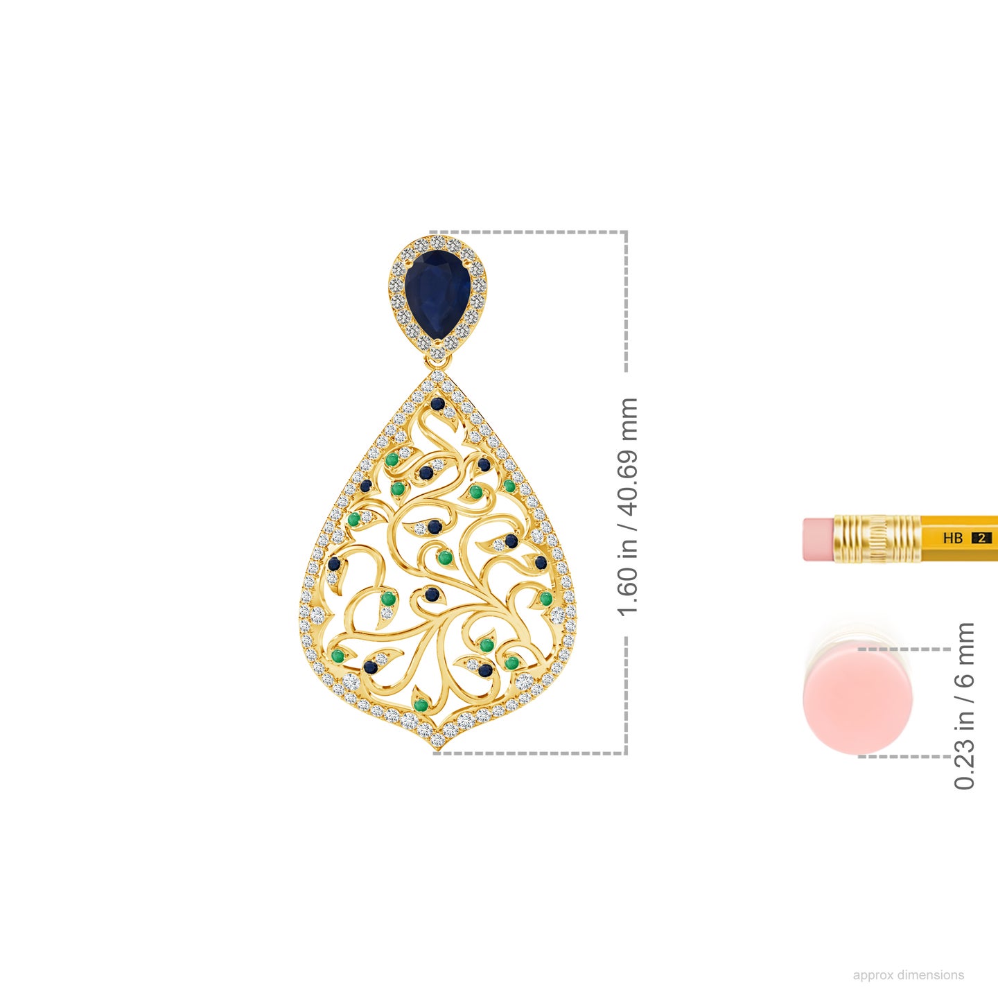 Mystic Mayura Natural Blue Sapphire with Emerald and Diamond Earrings