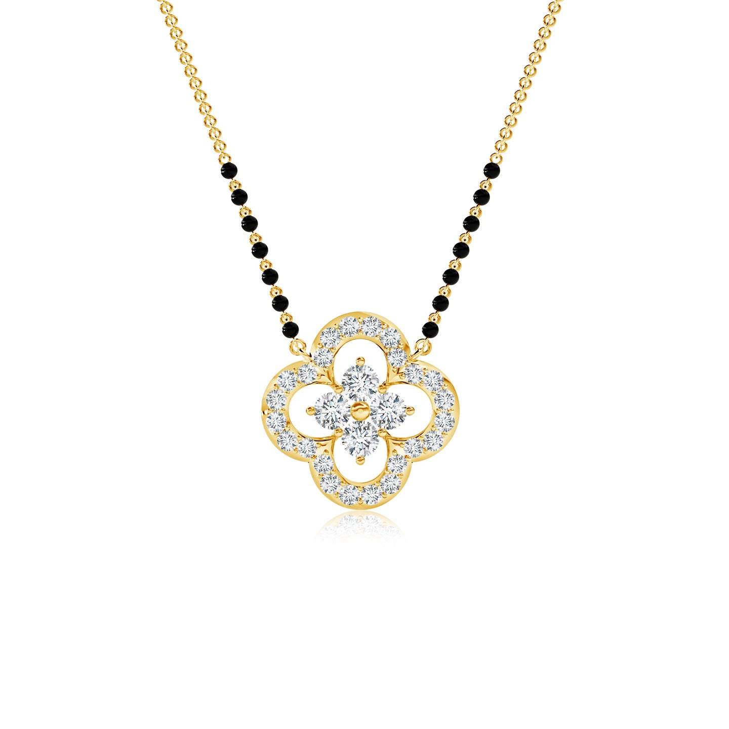 Clover Shape Lab-Grown Diamond Mangalsutra