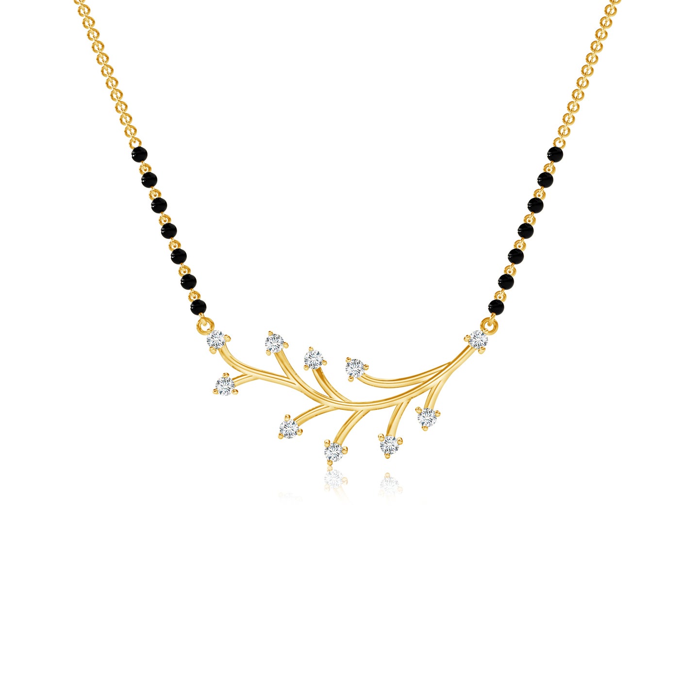 Flowing Lab-Grown Diamond Leaf Mangalsutra