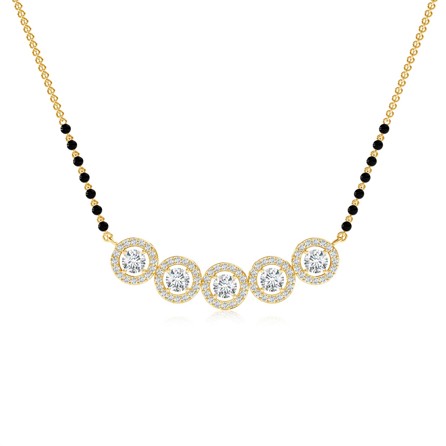 Classic Five Stone Lab-Grown Diamond with Halo Mangalsutra