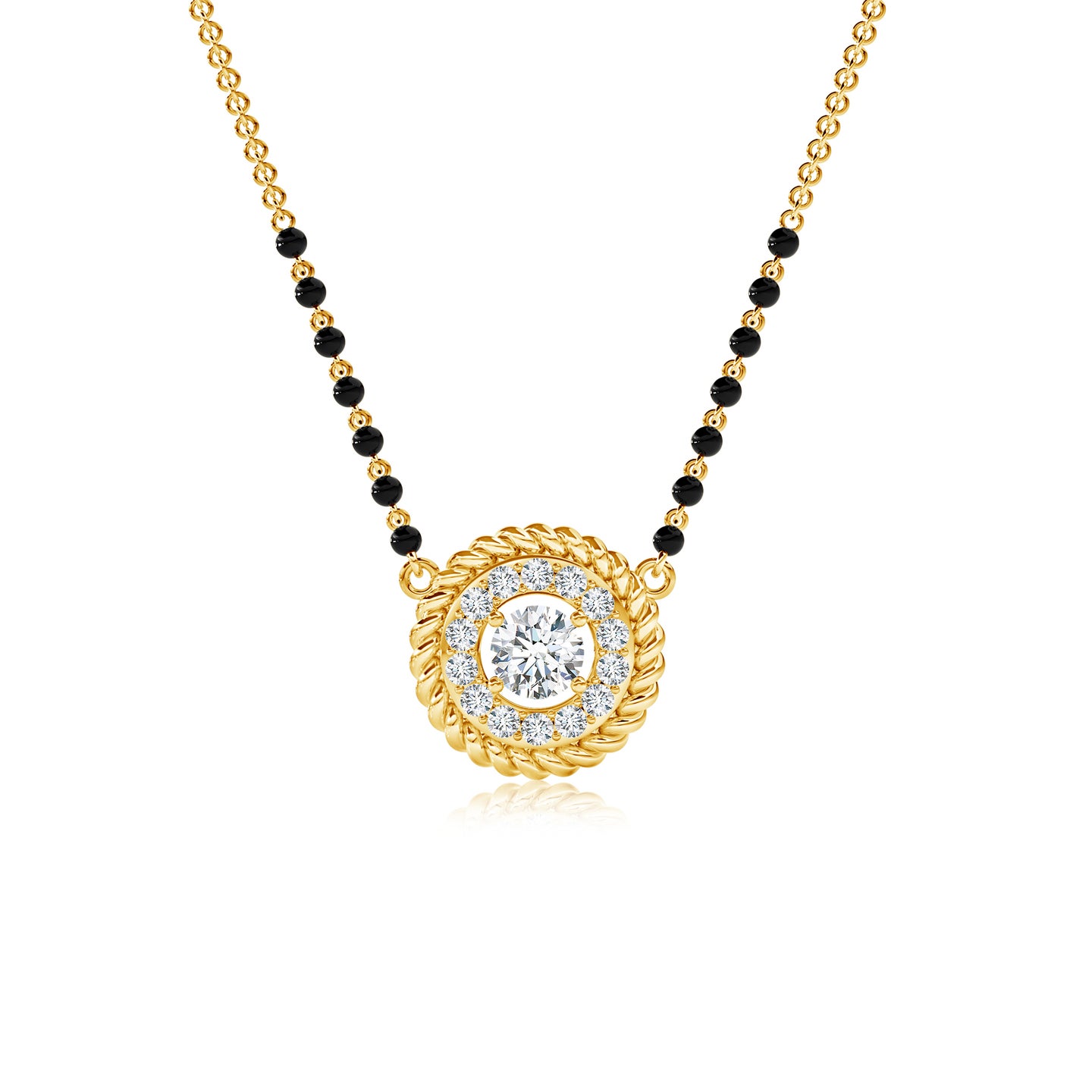 Solitaire Lab-Grown Diamond with Halo and Twisted Wire Mangalsutra