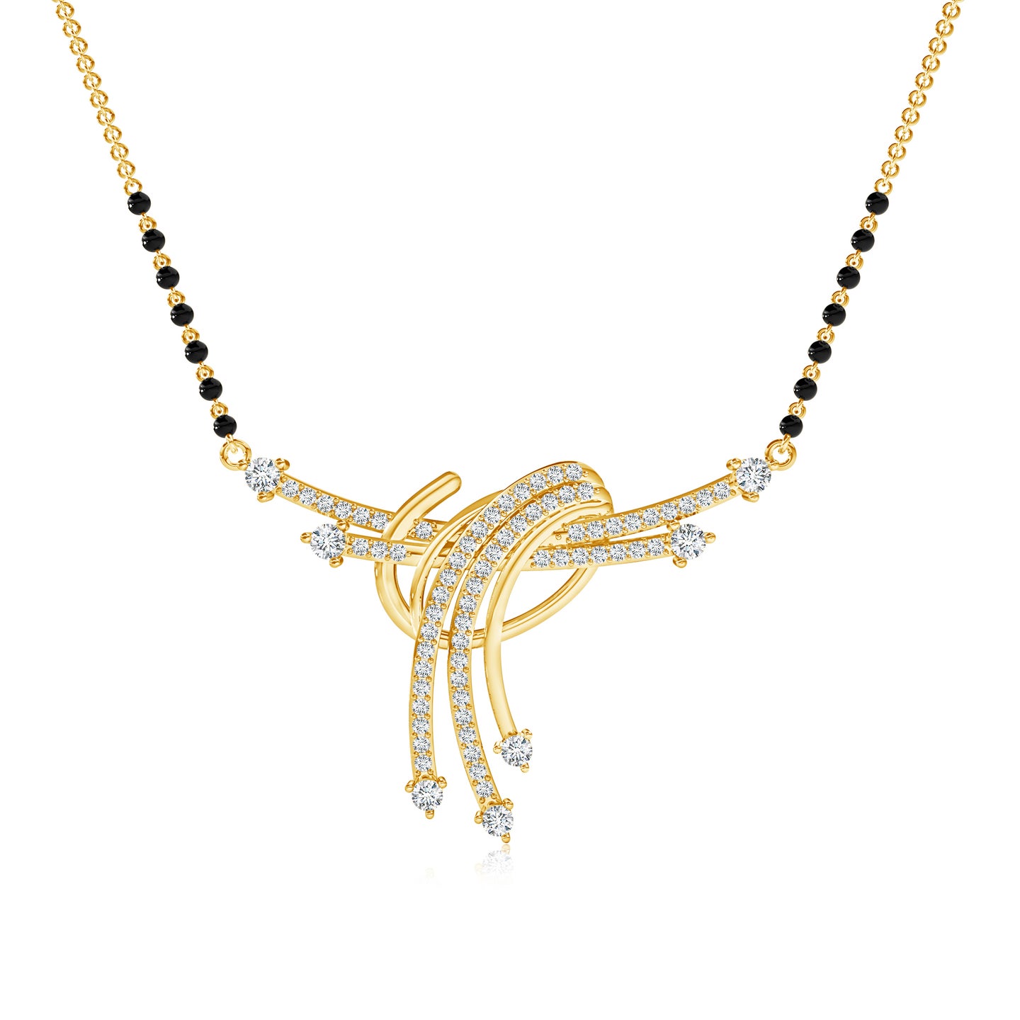 Asymmetrical Lab-Grown Diamond Knot Mangalsutra
