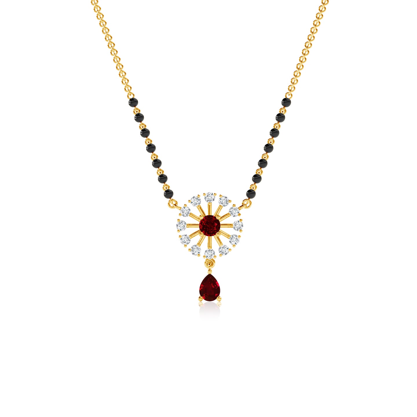 Diamond Floral with Ruby Drop Mangalsutra