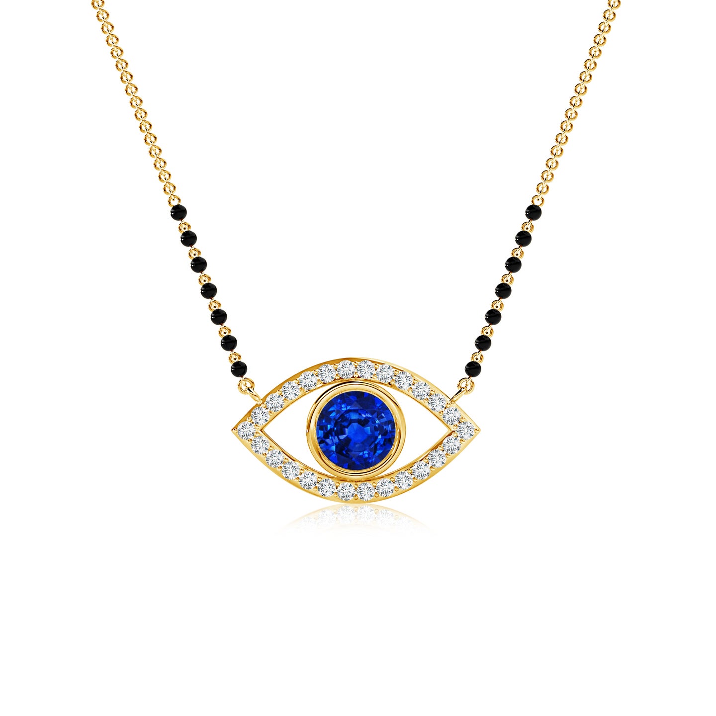 Evil Eye Natural Blue Sapphire and Natural Diamond Mangalsutra