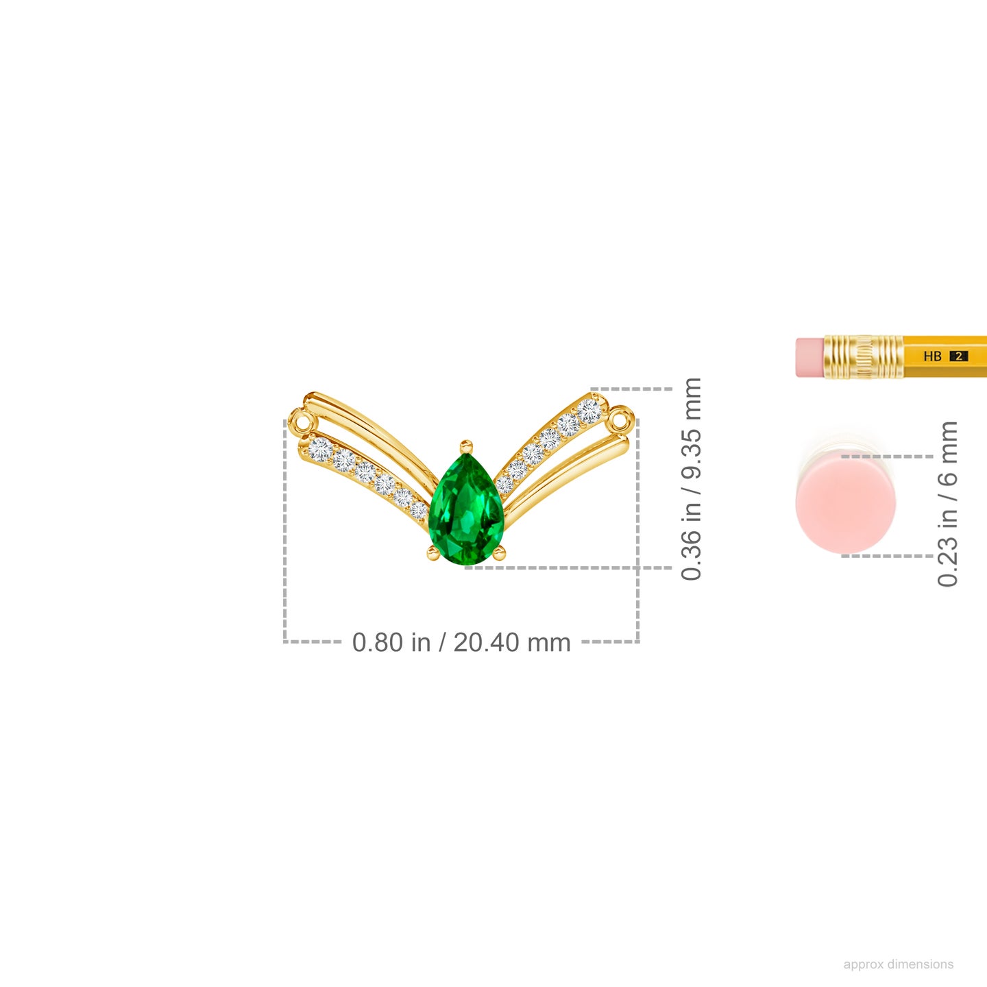 Natural Emerald Teardrop with Natural Diamond V Mangalsutra