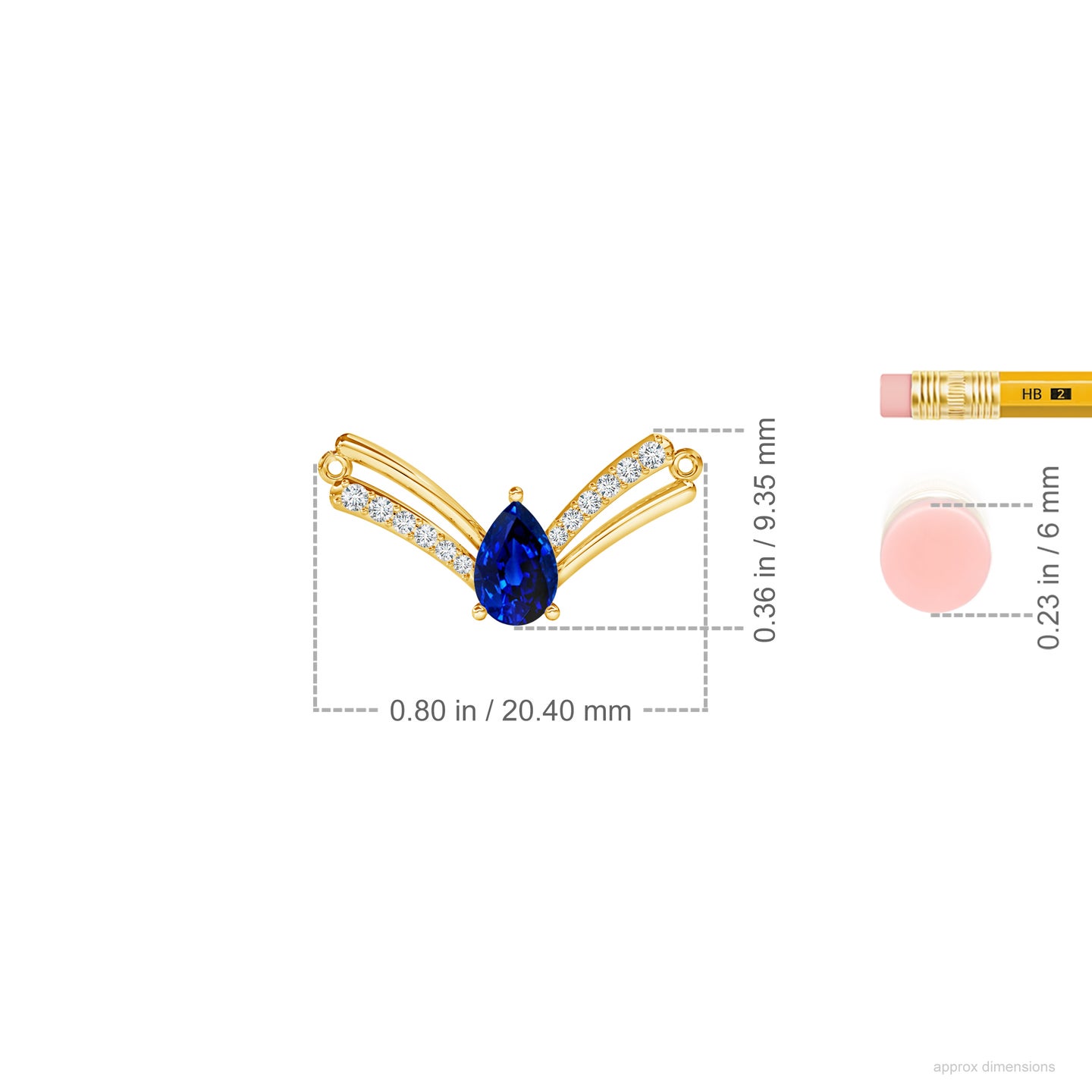 Natural Blue Sapphire Teardrop with Natural Diamond V Mangalsutra