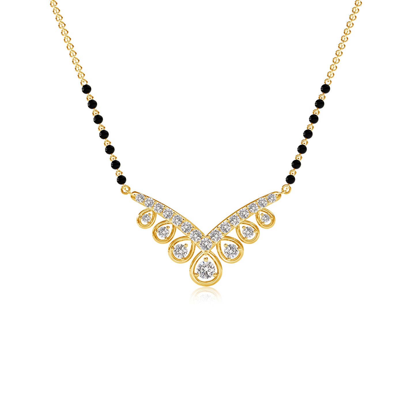 Graduated Natural Diamond Drop V Mangalsutra