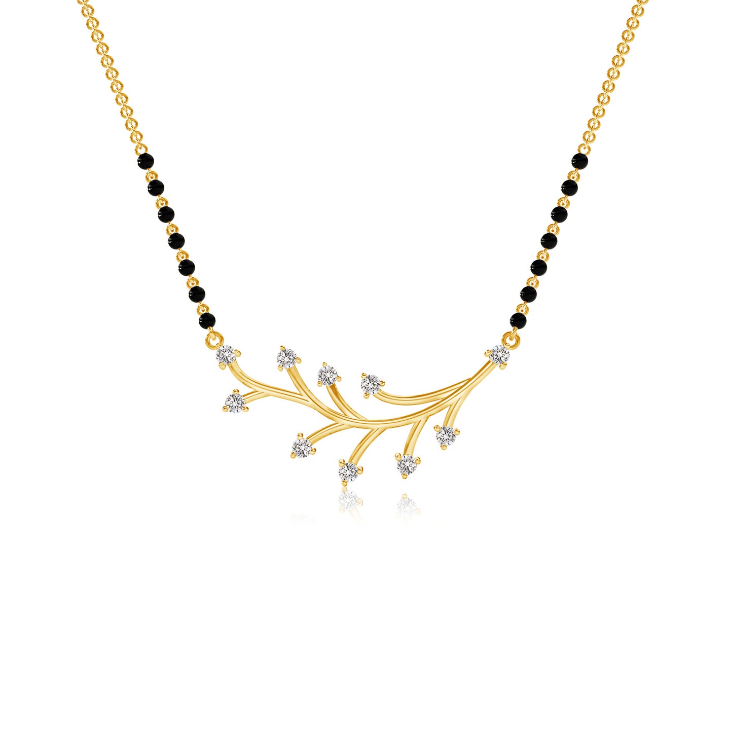 Flowing Natural Diamond Leaf Mangalsutra