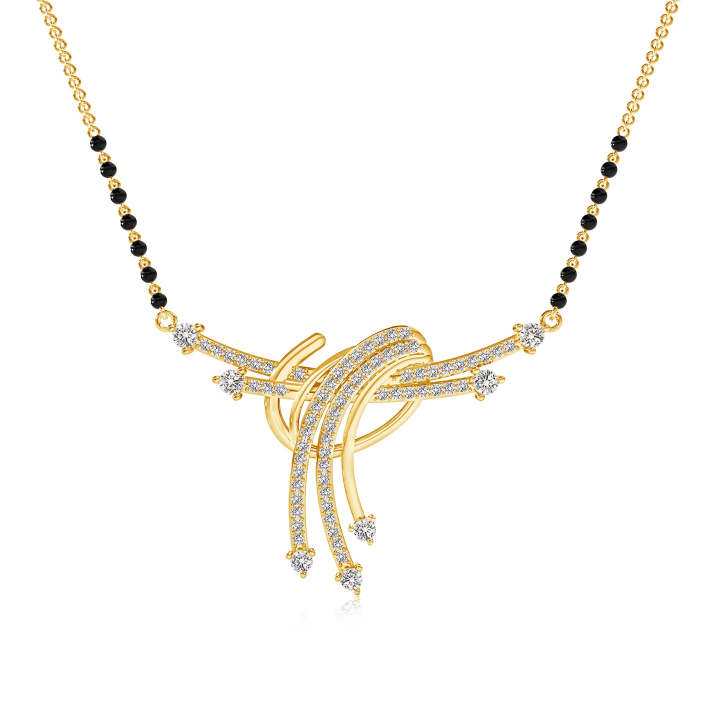 Asymmetrical Natural Diamond Knot Mangalsutra