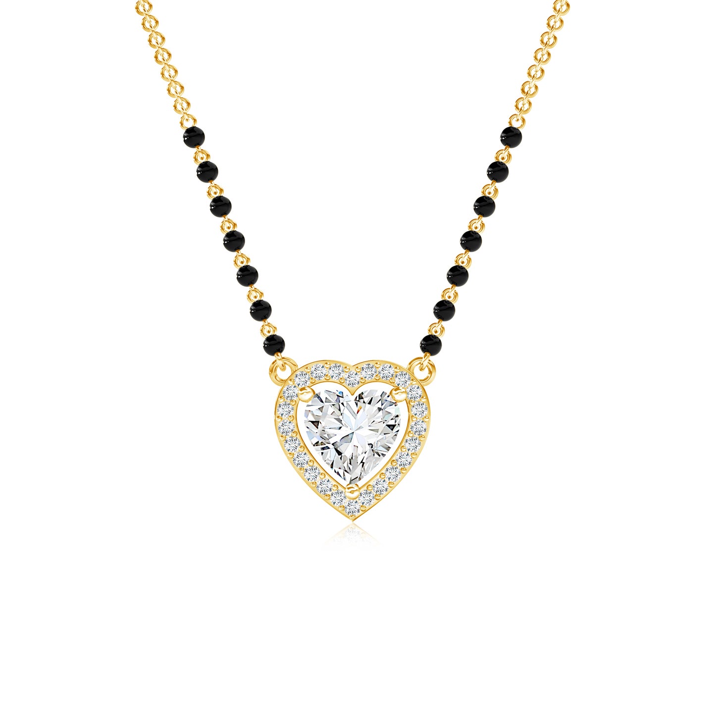 Lab-Grown Diamond Heart Solitaire With Halo Mangalsutra Necklace