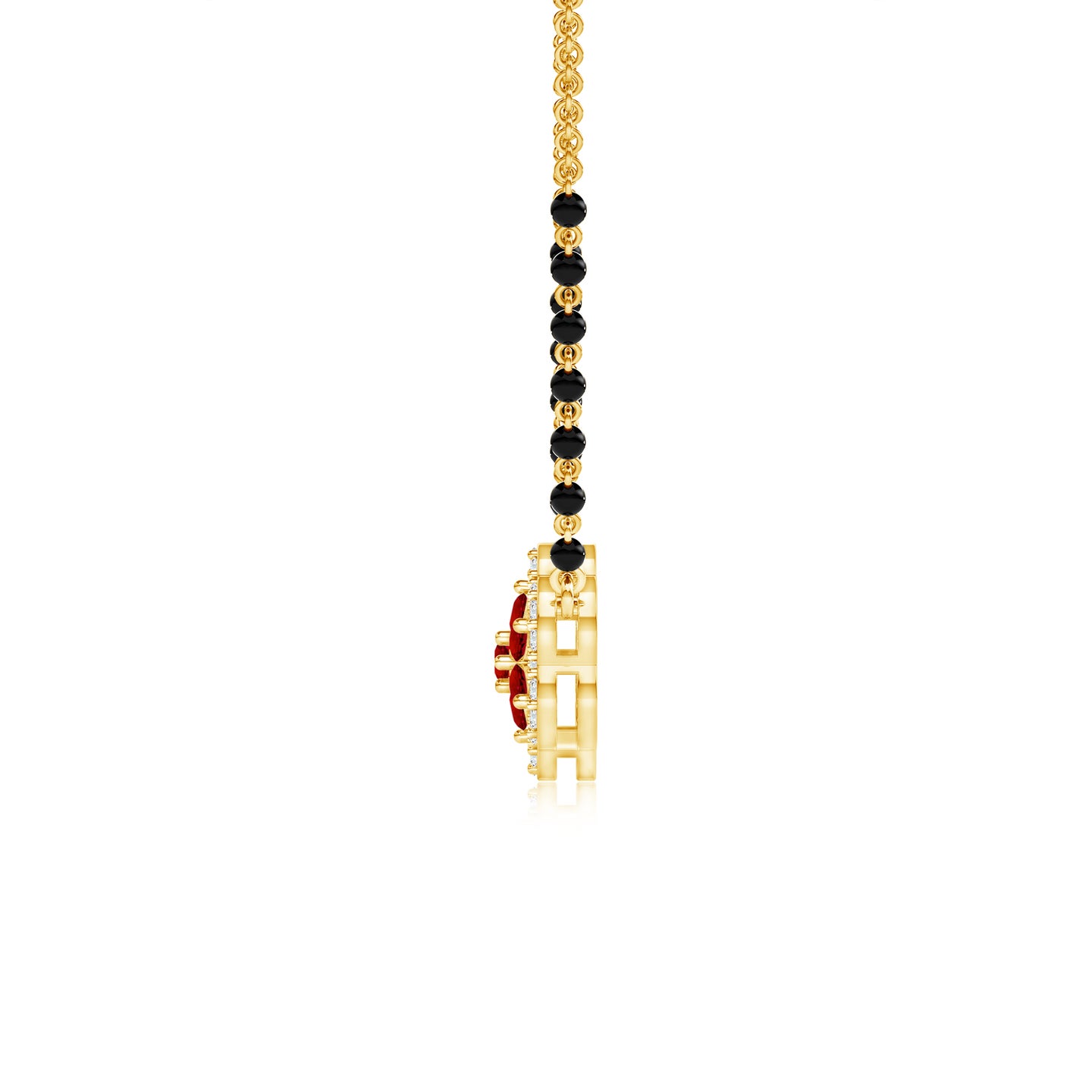  Floral Lab-Grown Ruby With Lab-Grown Diamond Mangalsutra Necklace