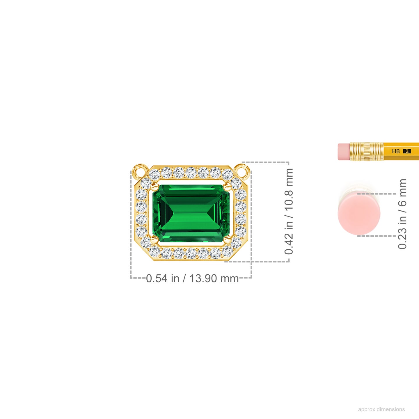 Emerald-Cut Lab-Grown Emerald With Lab-Grown Diamond Halo Mangalsutra Necklace 