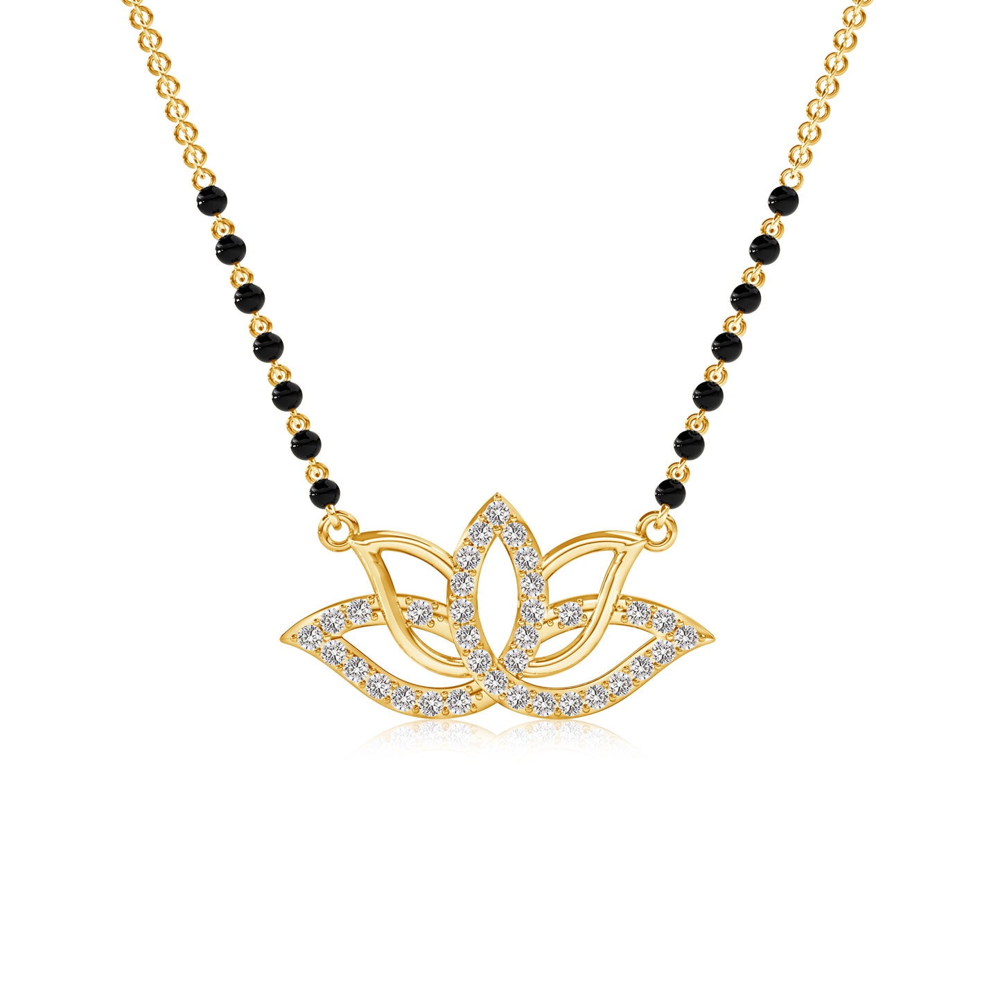 Lotus Harmony Natural Diamond Mangalsutra Necklace