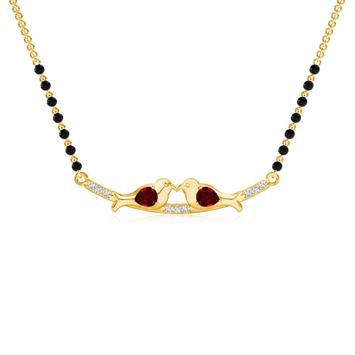 Love Nest Natural Ruby With Natural Diamond Mangalsutra Necklace