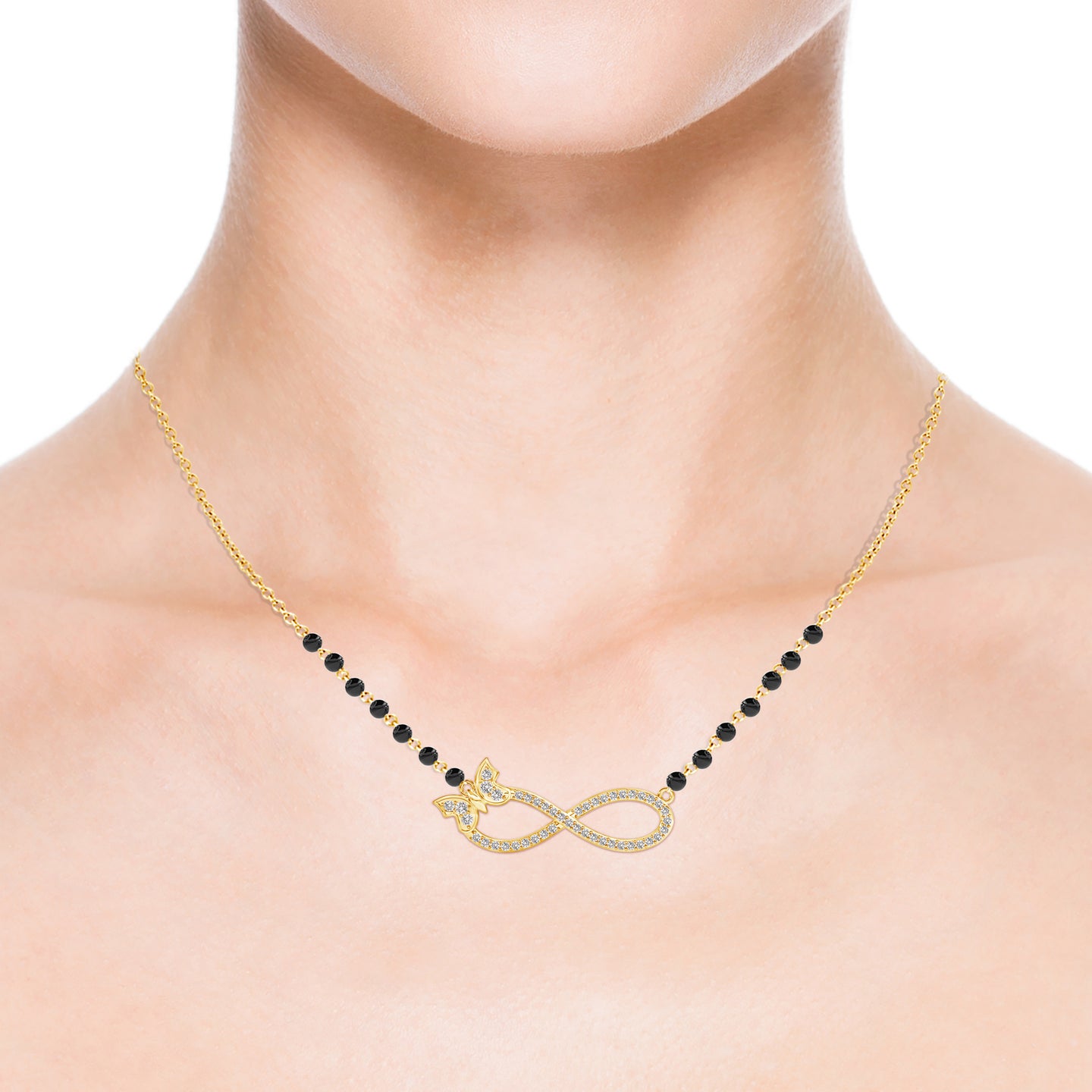 Butterfly Infinity Natural Diamond Mangalsutra Necklace