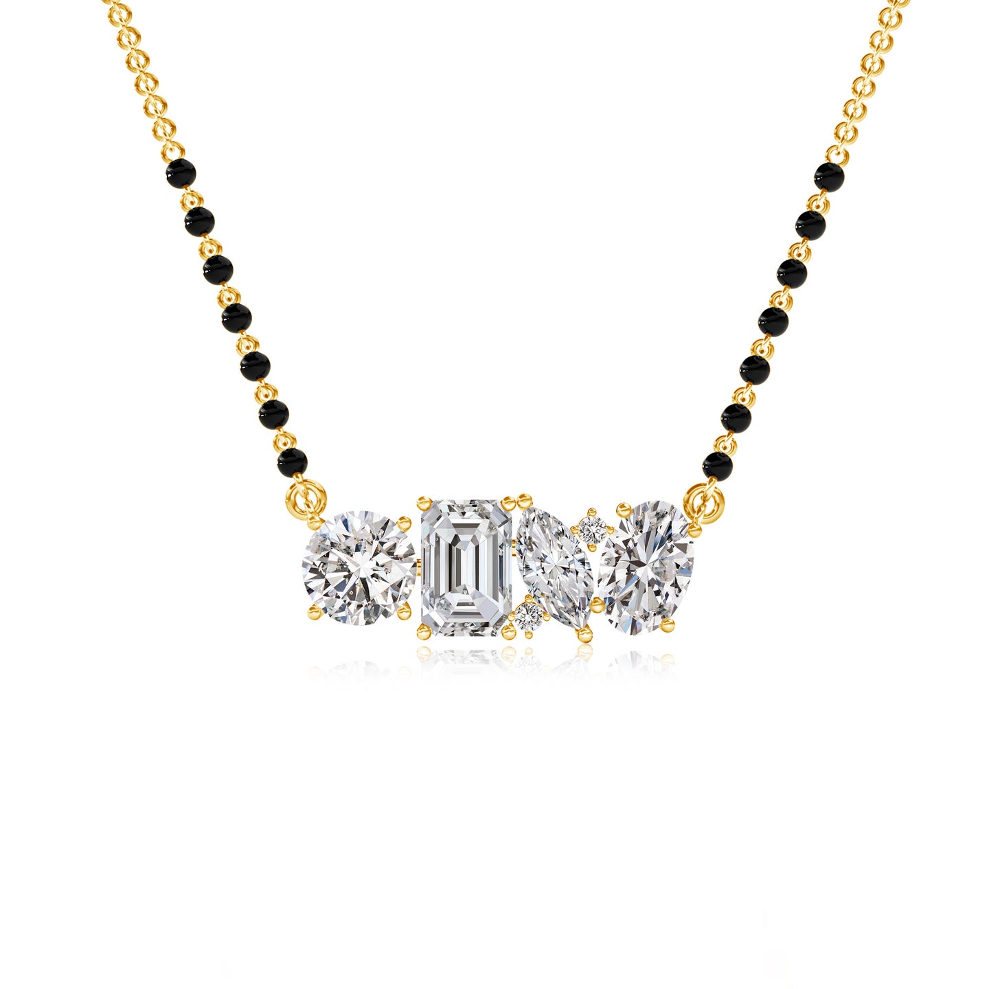 Pristine Bond Multi Shape Natural Diamond Mangalsutra Necklace