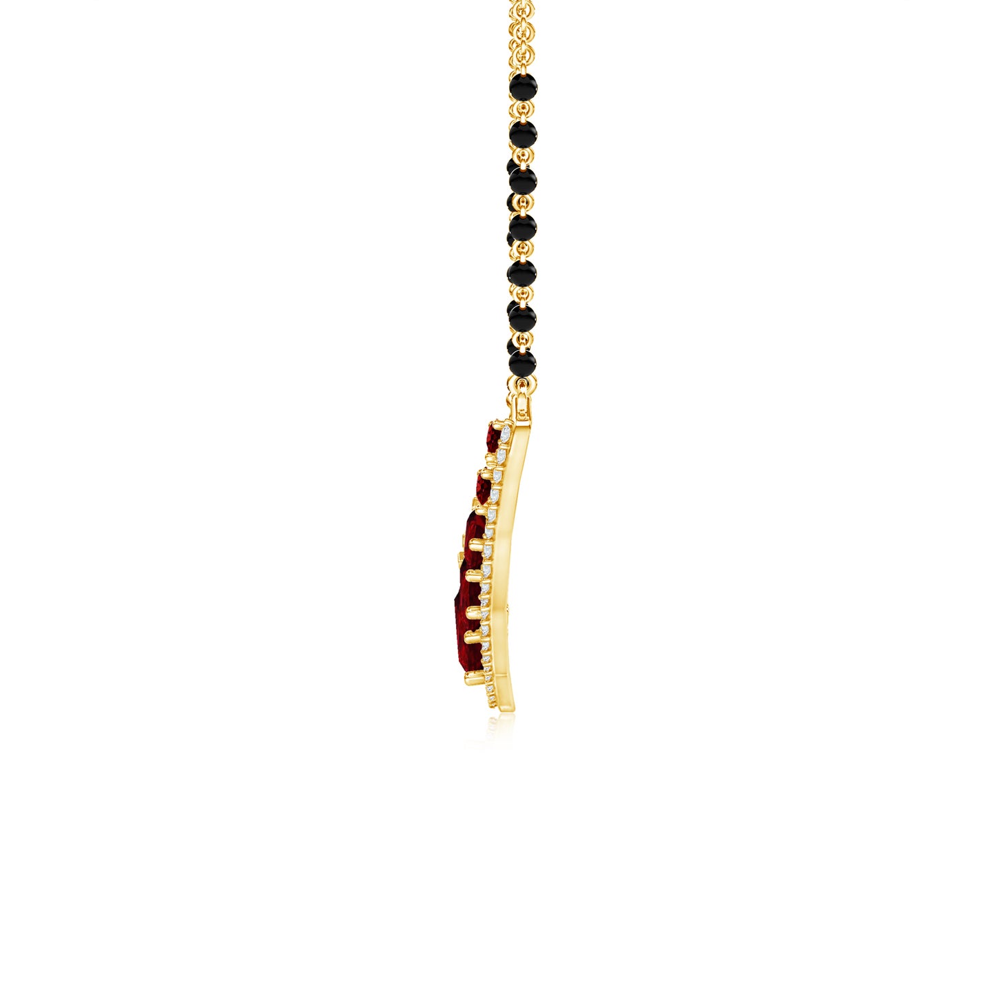 The Natural Ruby Flame With Natural Diamond Halo Mangalsutra Necklace 