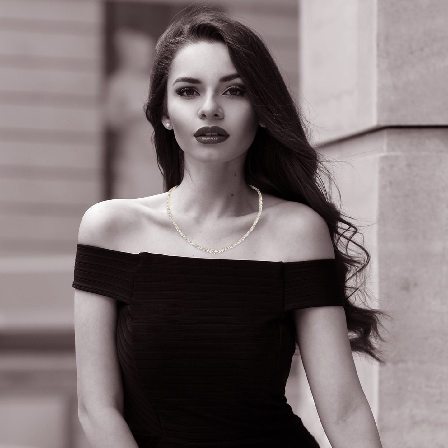 4.5mm FGVS Lab-Grown Prong-Set Graduated Diamond Tennis Necklace in Yellow Gold