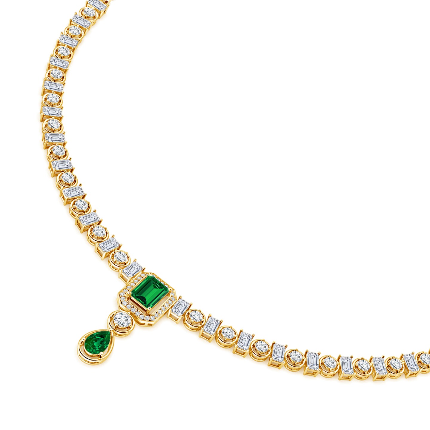 Imperial Drop Lab-Grown Emerald and Lab-Grown Diamond Necklace