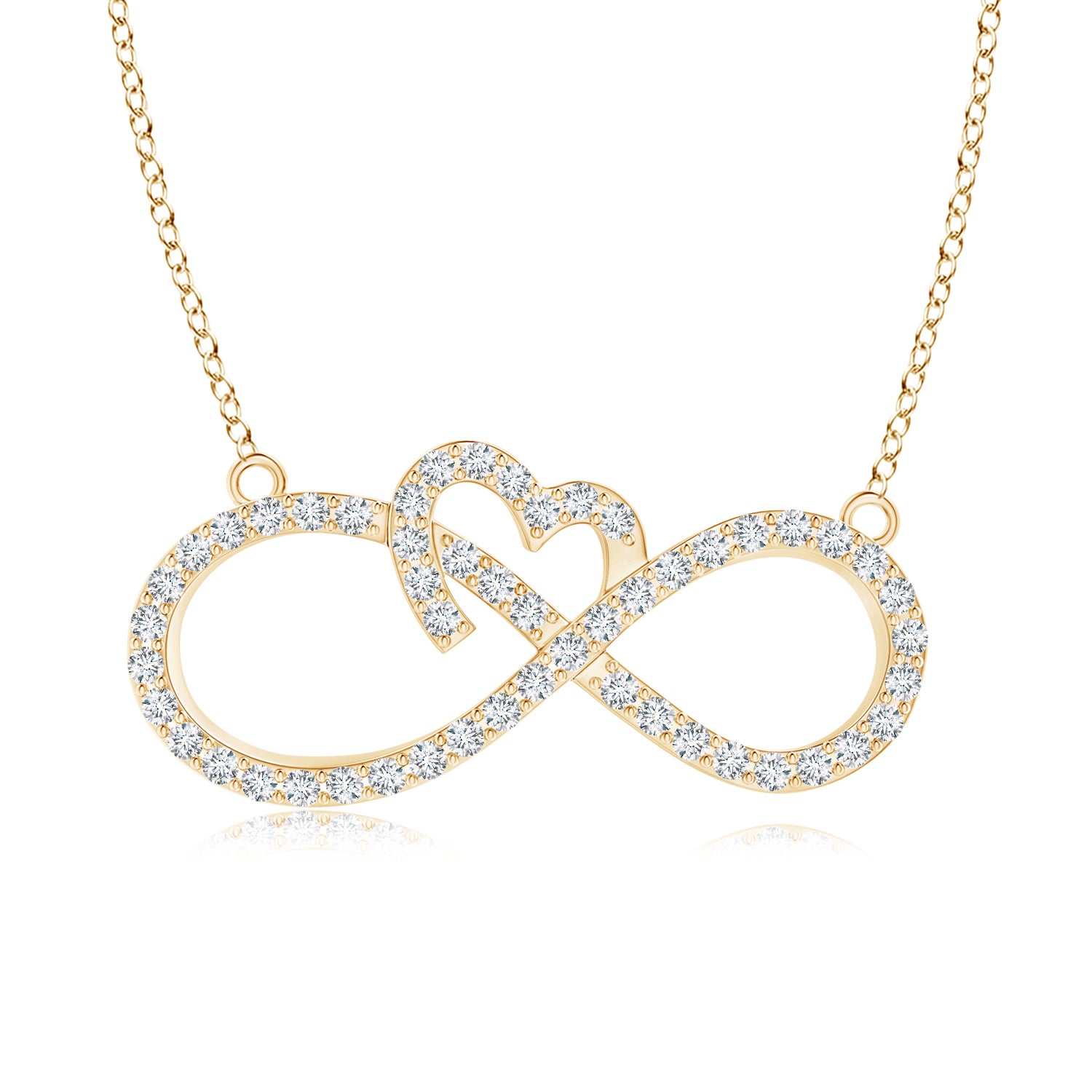 ブリリアント ハート(S) Lab-Grown Diamond Heart and Sideways Infinity Necklace | Angara India
