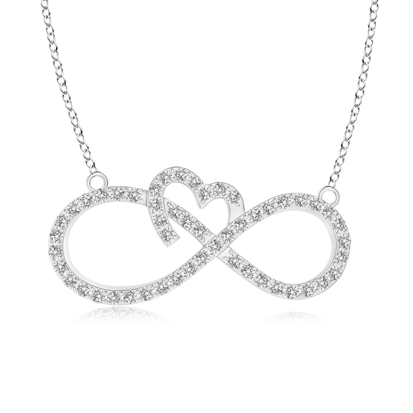 Natural Diamond Heart and Sideways Infinity Necklace