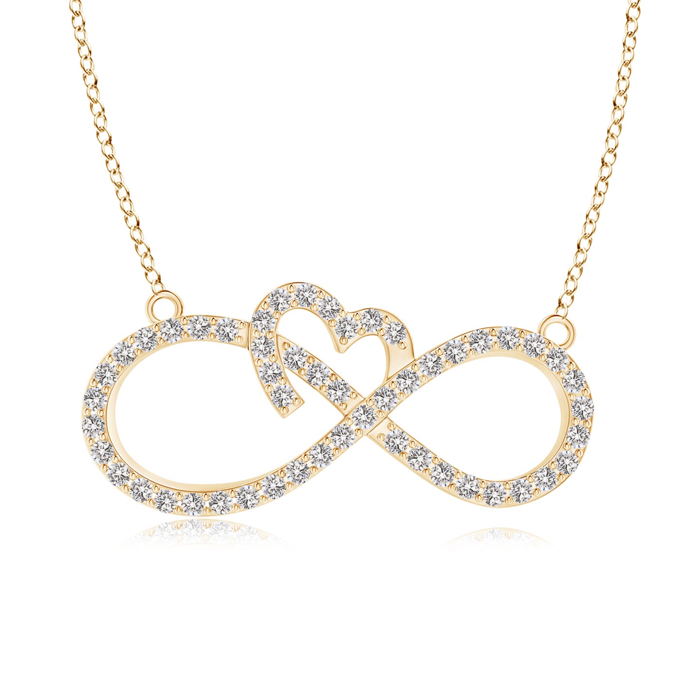Natural Diamond Heart and Sideways Infinity Necklace