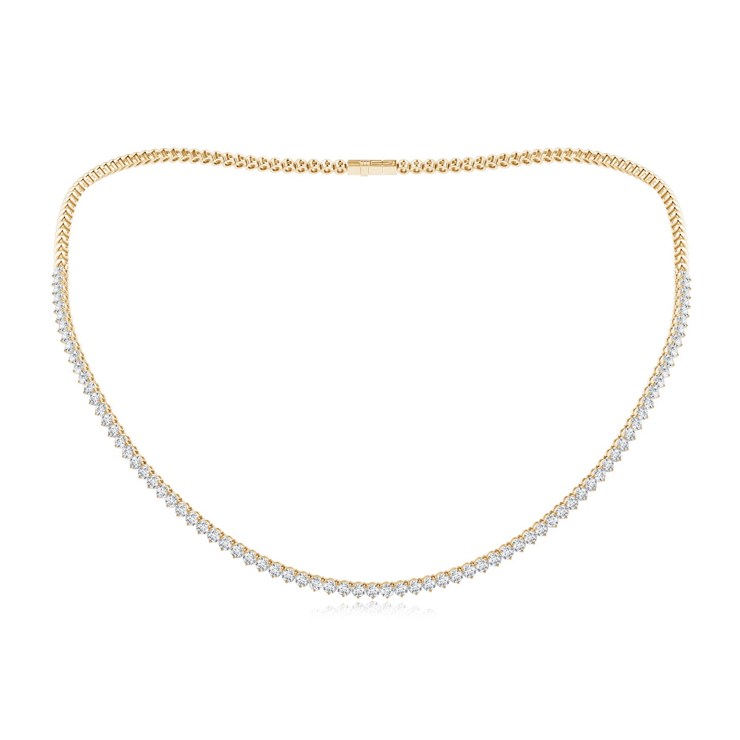 2.4mm GVS2 Three-Prong Set Diamond Half Tennis Necklace in Yellow Gold