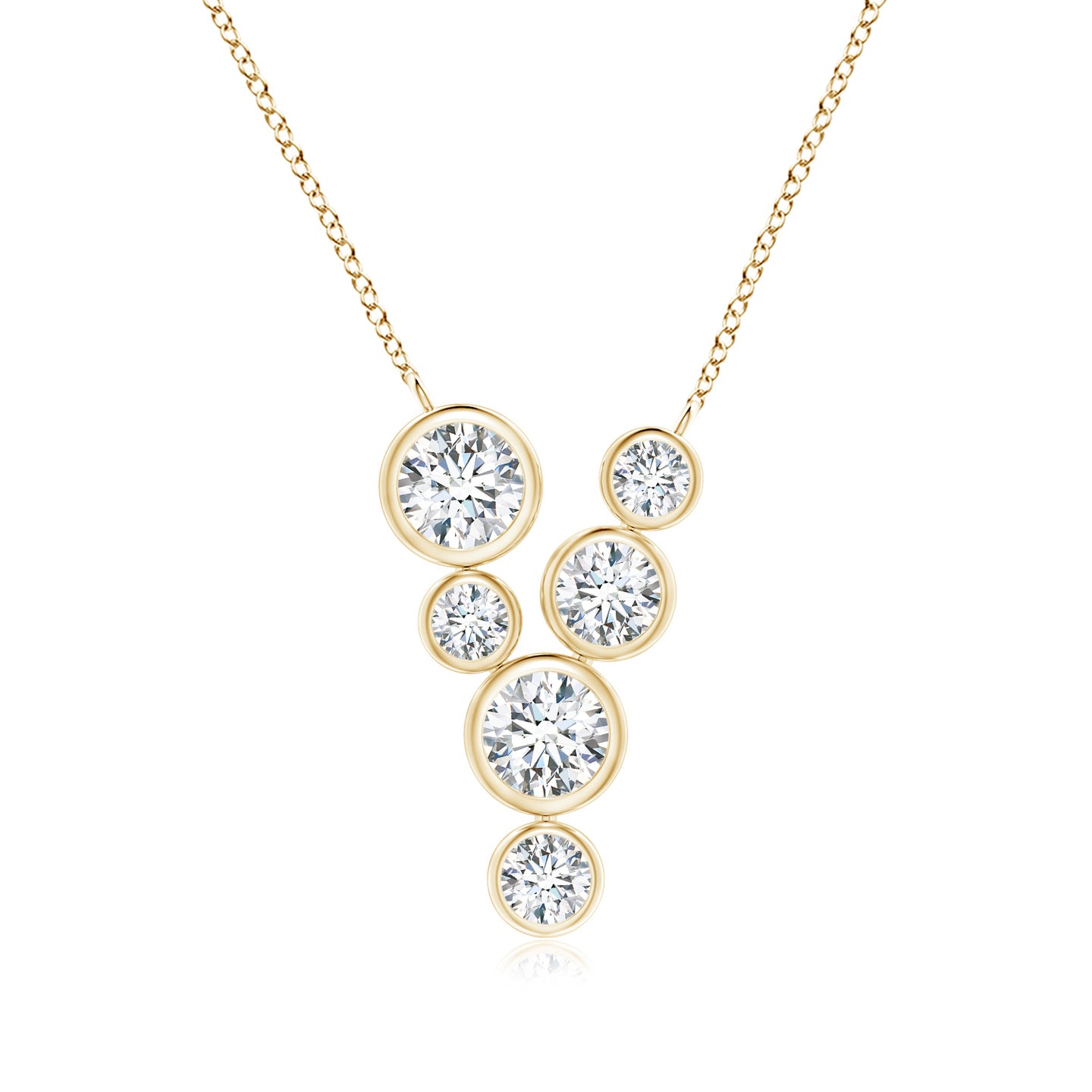 4.2mm GVS2 Bezel-Set Scattered Diamond Necklace in Yellow Gold