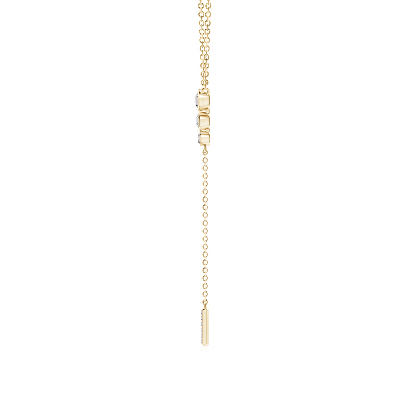 3.1mm IJI1I2 Three Stone Graduated Bezel-Set Diamond Lariat Necklace in Yellow Gold