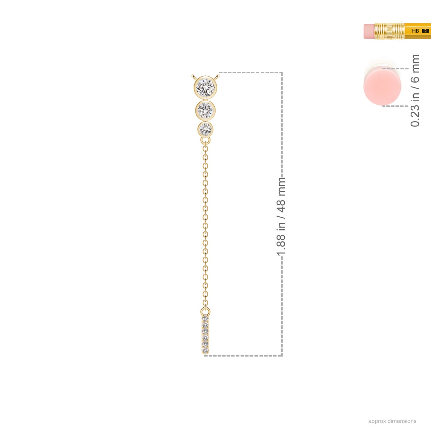 3.1mm IJI1I2 Three Stone Graduated Bezel-Set Diamond Lariat Necklace in Yellow Gold