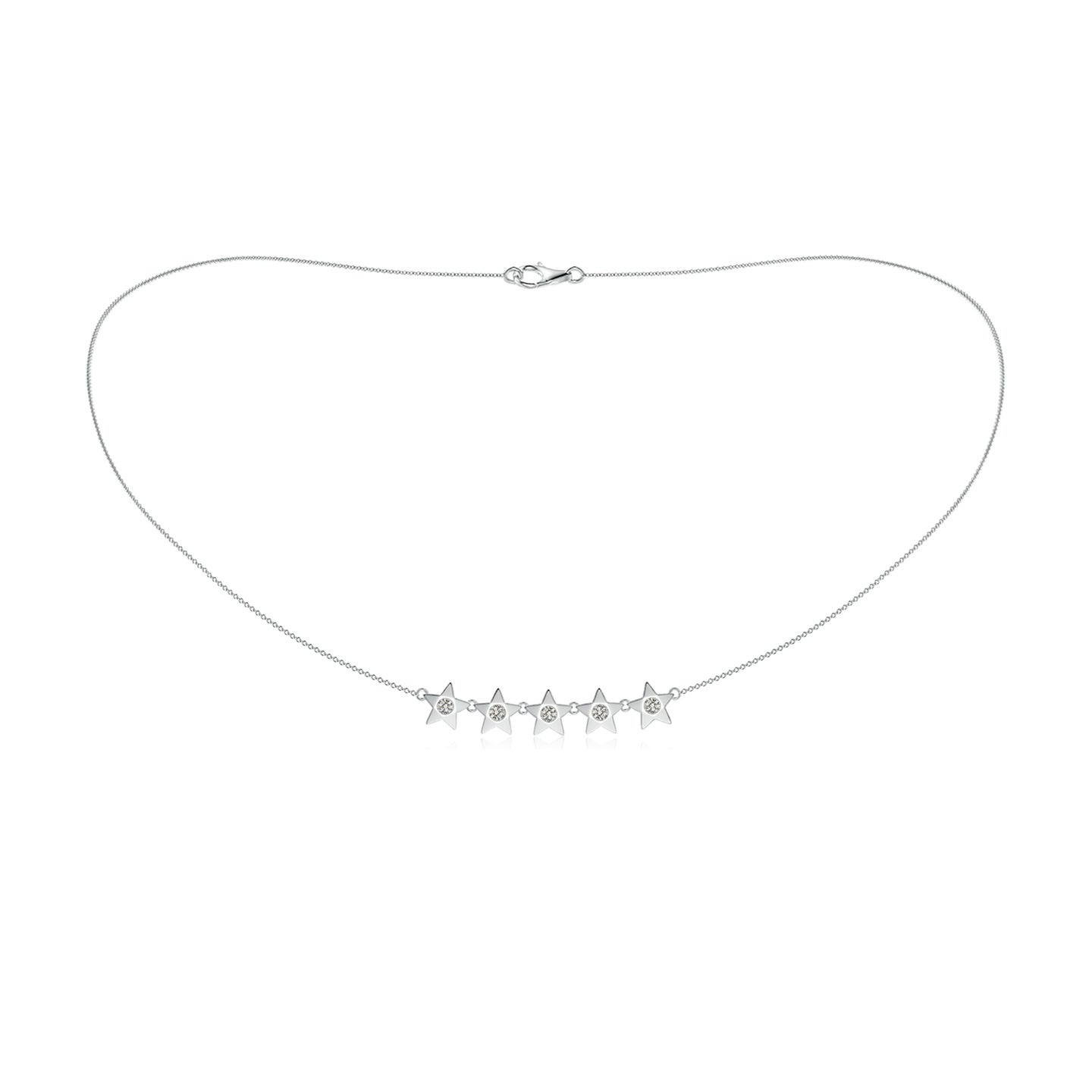 2.5mm KI3 Flush-Set Diamond Five Star Necklace in Silver