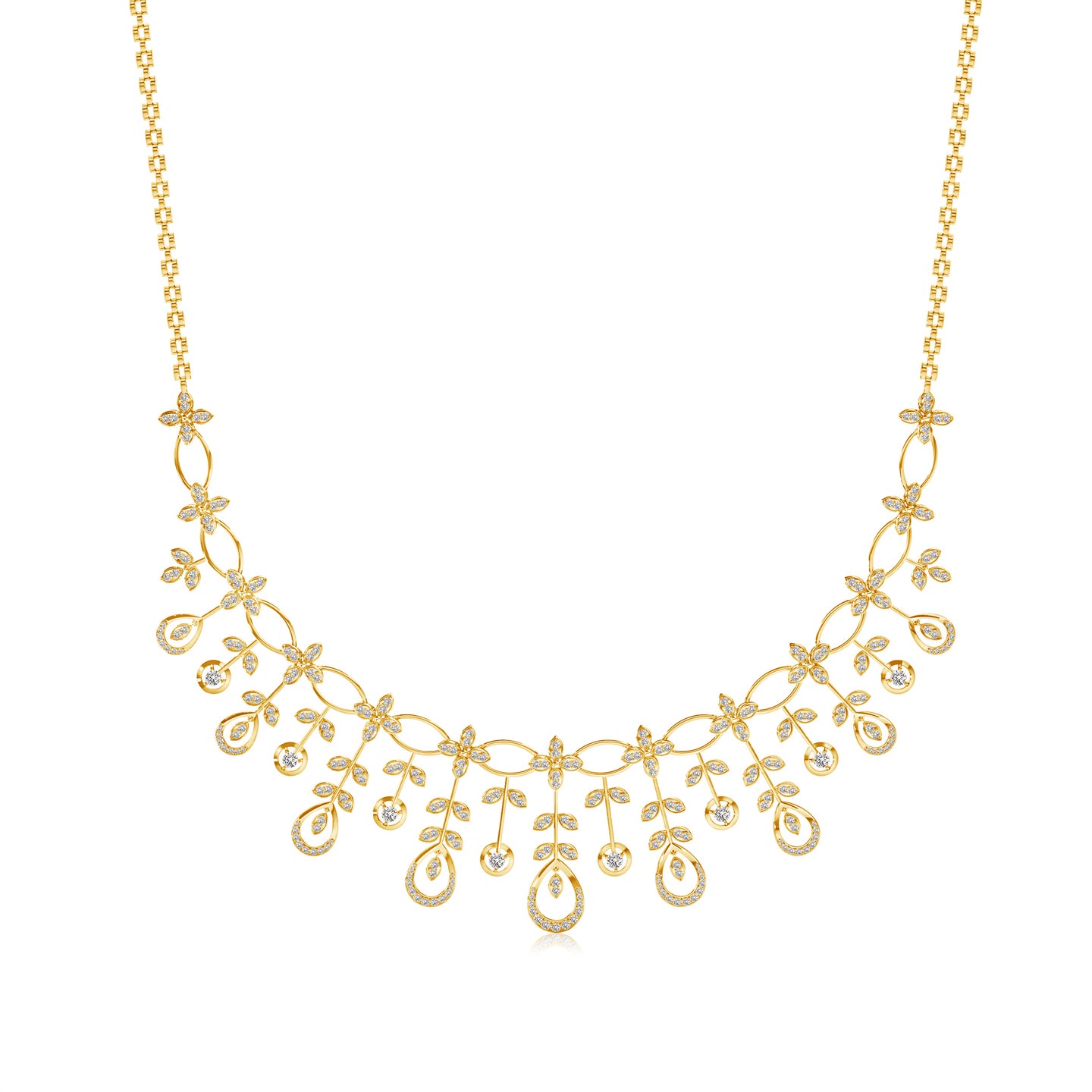 Natural Diamond Sparkling Dewdrop Necklace