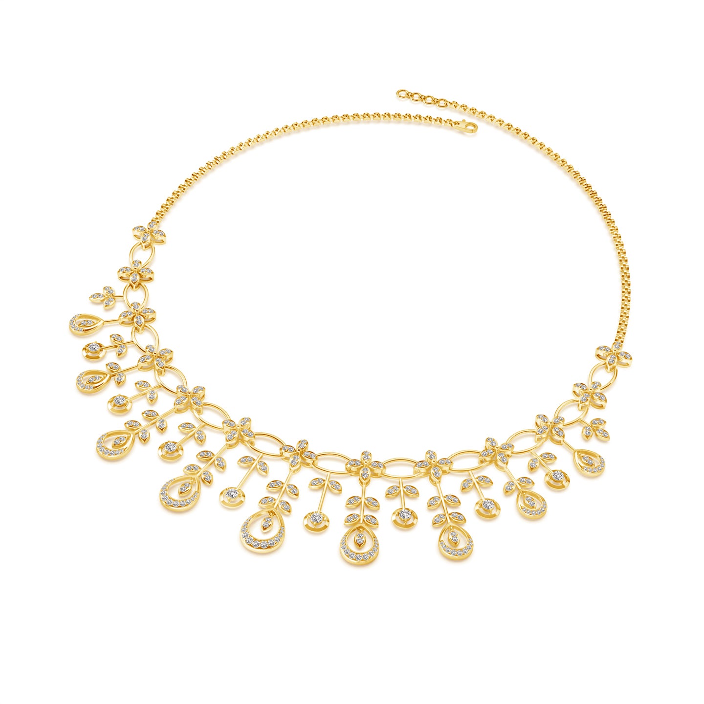 Natural Diamond Sparkling Dewdrop Necklace