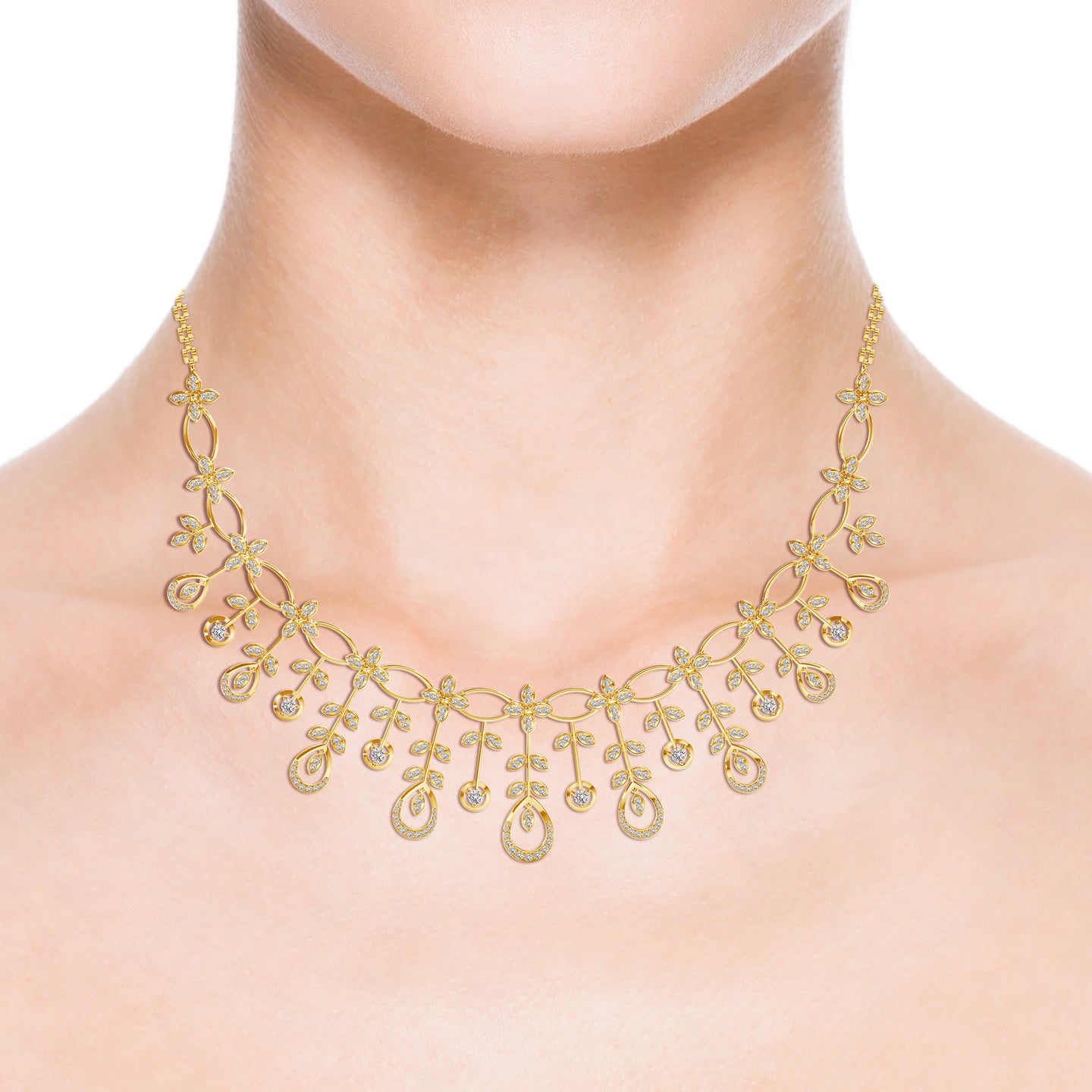 Natural Diamond Sparkling Dewdrop Necklace