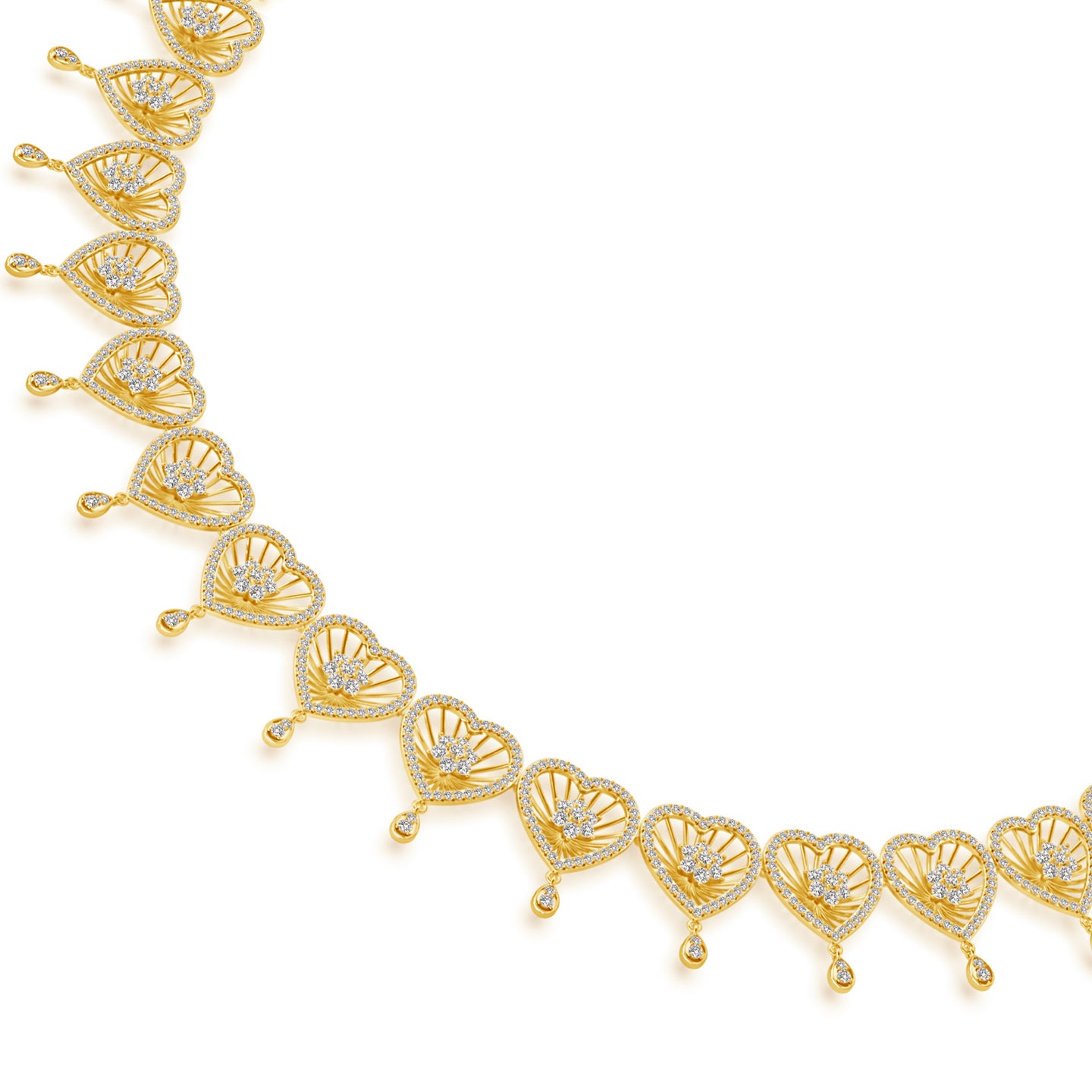 Radiant Hearts Natural Diamond Cluster Necklace