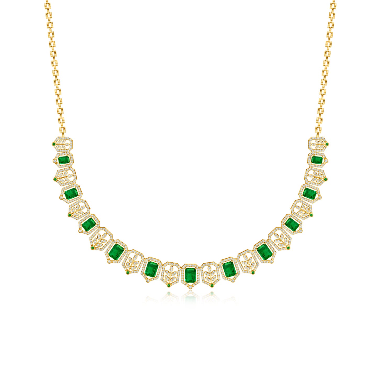 Crown Radiance Natural Emerald and Diamond Necklace